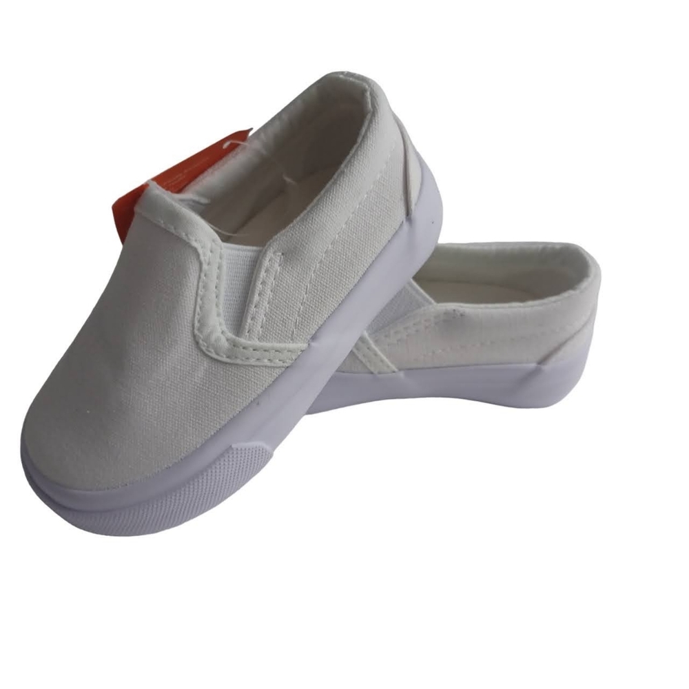 Harvest Land NEW Kids Canvas Slip On Shoes Size 5 White Odor Resistant -Flexible